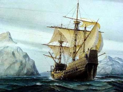 Barco cruzando estrecho de Magallanes